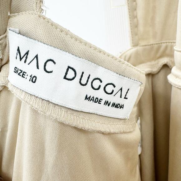 Mac Duggal Bead-Embellished Detail Halter Neck Gown Gold/ Silver Size 10 NWT - Picture 11 of 14